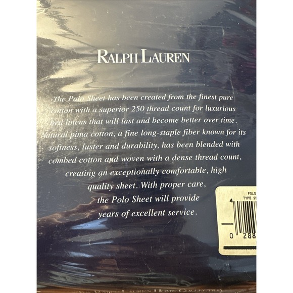 Vtg 90s Ralph Lauren The Polo Sheet 100%  Cotton 250 Ct Made in USA King Flat - Picture 3 of 6